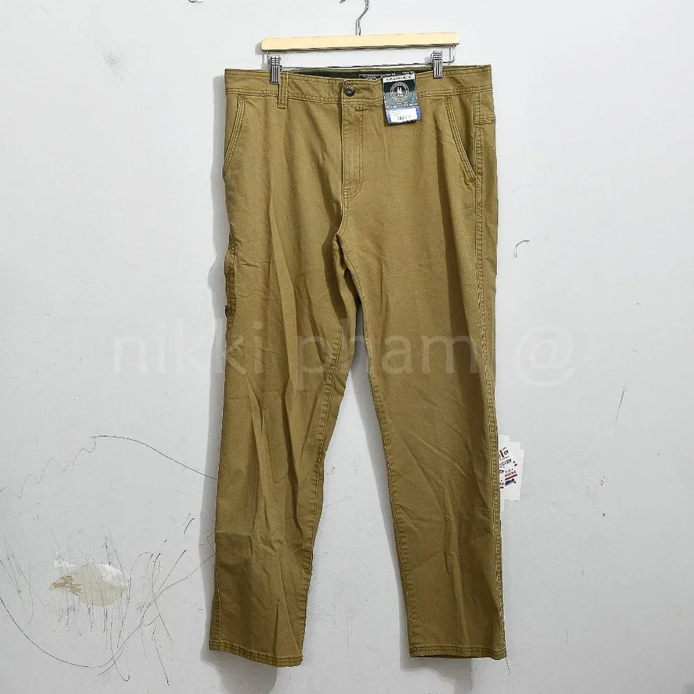 NWT GH Bass Men's 5 Pocket Canvas Terrain Stretch Utility Pants  IN brown